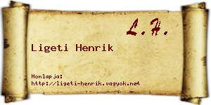 Ligeti Henrik névjegykártya